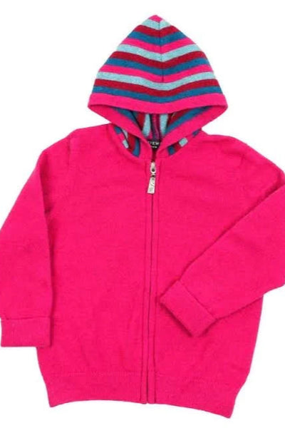 Kids Striped Zip Hoody Peony NB712