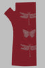 Merino Fingerless Gloves - Regular Length red Dragonfly  Print