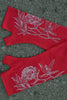 Merino Fingerless Gloves - Regular Length Red Peony Print