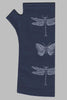 Merino Fingerless Gloves - Regular Length Ink Dragonfly  Print