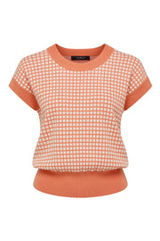 Cable Melbourne Check Knit Top