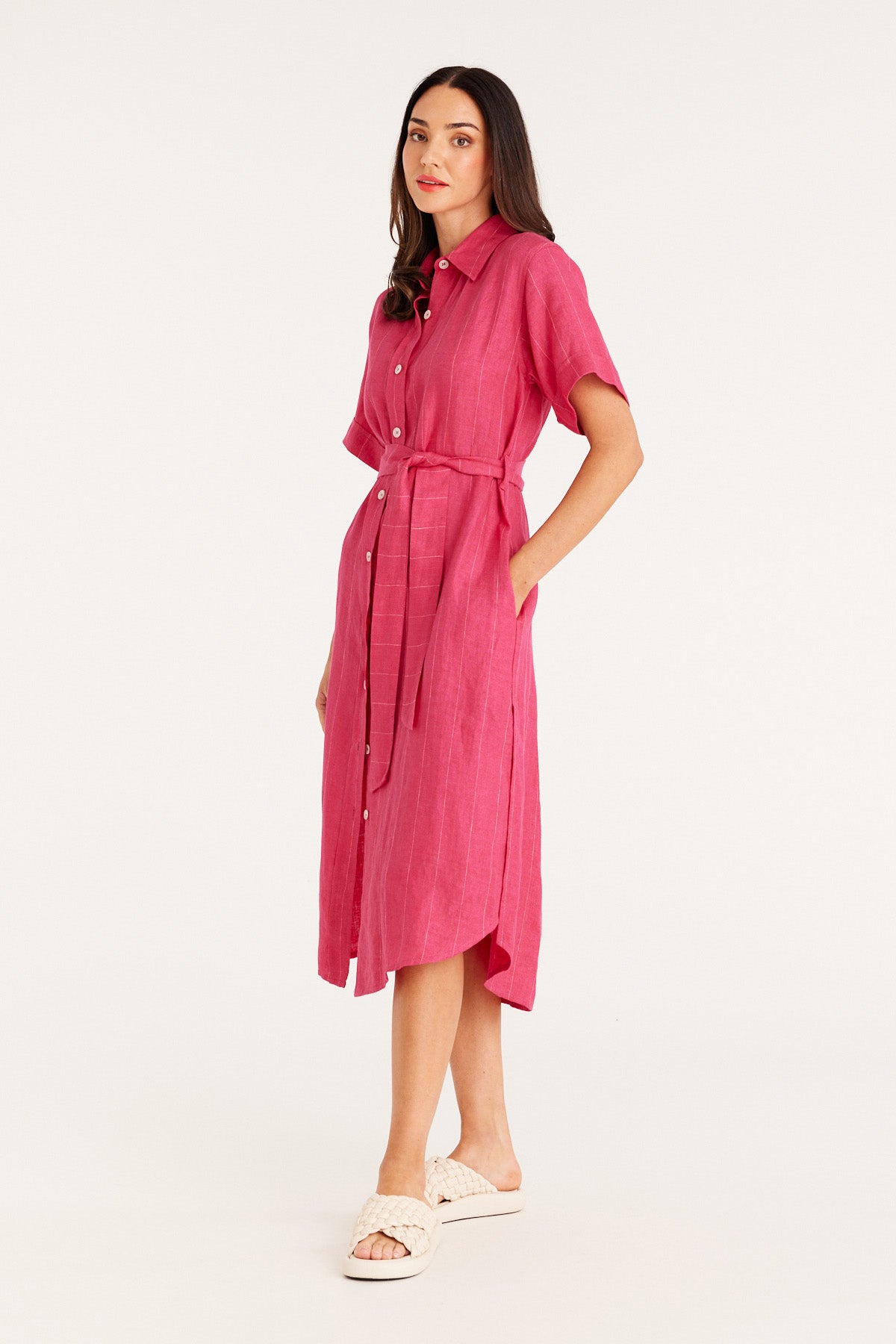 linen dress melbourne Maxi linen dress AGRA in White