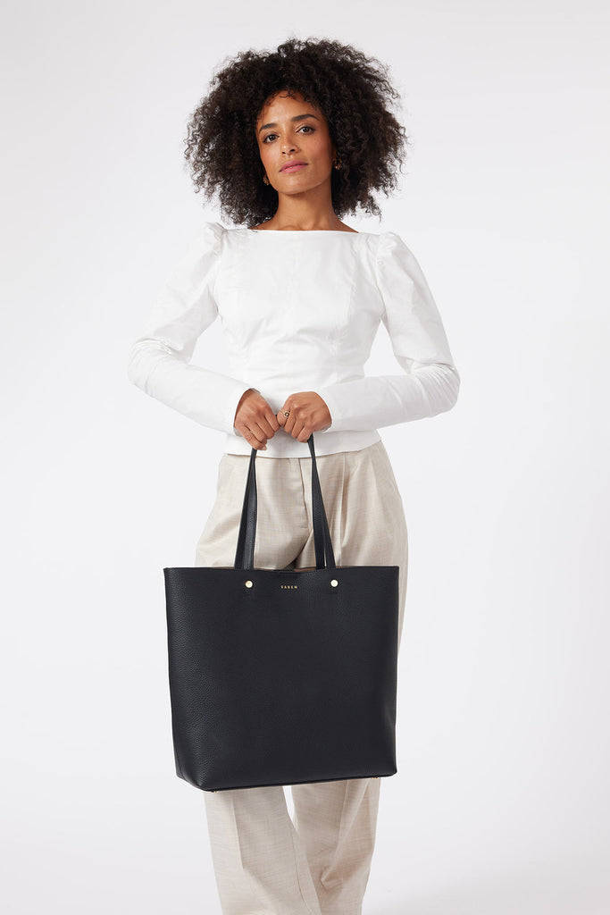 Carter Tote - Black + Taupe