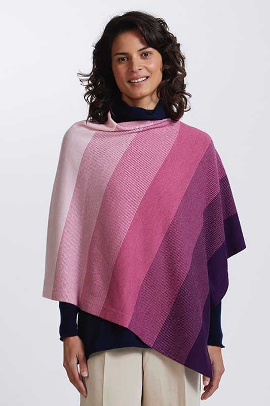 Womens Graduated Stripe Poncho