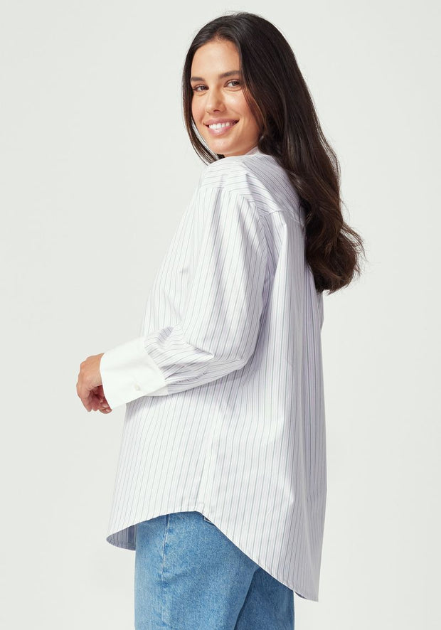 Womens Frankie Shirt Lilac Green Stripe 600141A