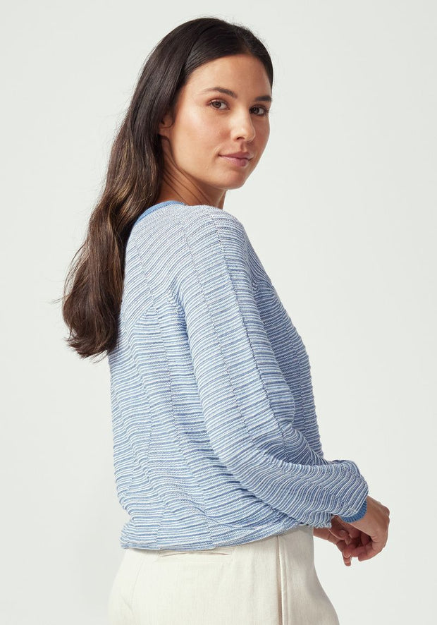 Womens Saki Stripe Sweater Cloud/Lakeside 100366