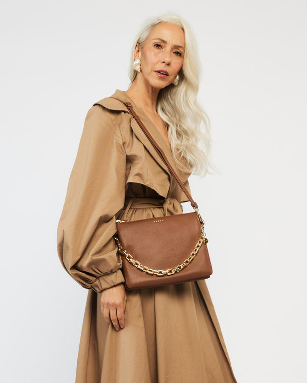 Matilda Crossbody Bag - Tan + Chunky Chain