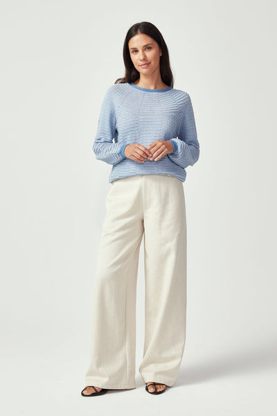 Womens Saki Stripe Sweater Cloud/Lakeside 100366