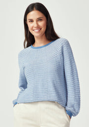 Womens Saki Stripe Sweater Cloud/Lakeside 100366