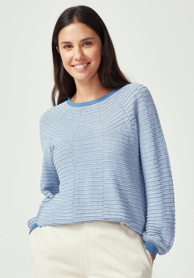 Womens Saki Stripe Sweater Cloud/Lakeside 100366