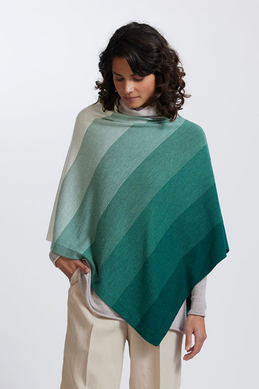 Womens Graduated Stripe Poncho