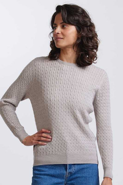 Womens Cable Crew Neck Jumper
