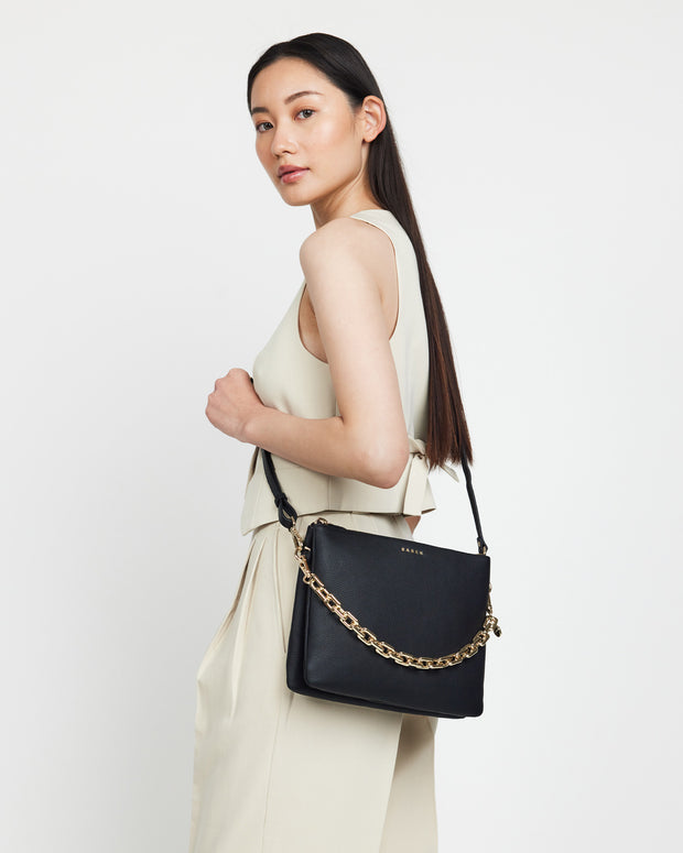 Matilda Crossbody Bag - Black+Chunky Chain