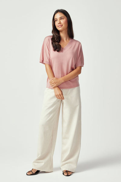 Womens Camille V Tee Rosewood 100110VN