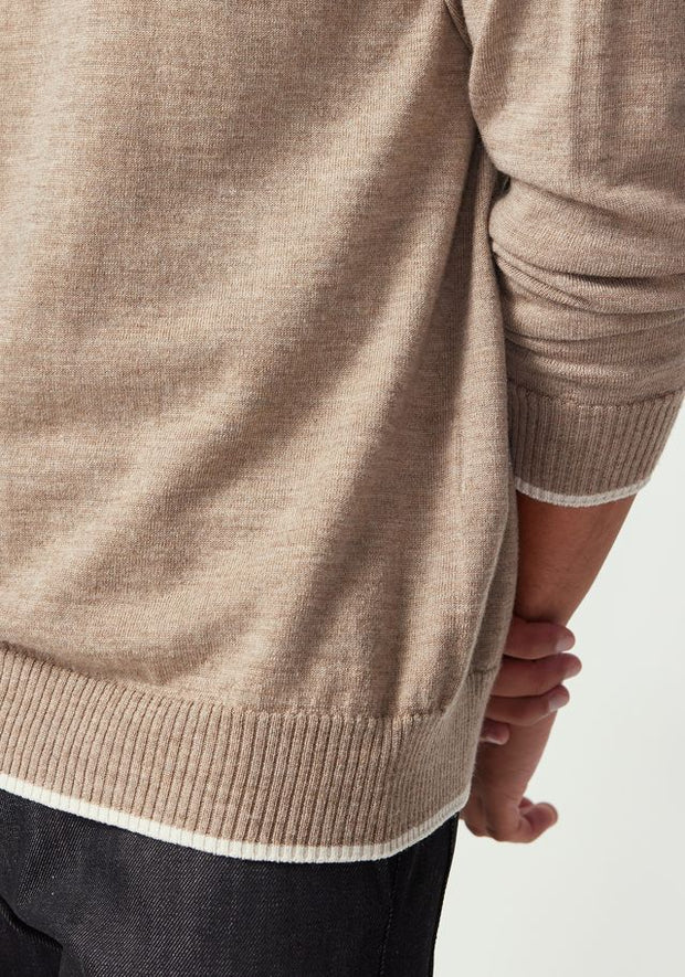 Mens Miles Crew Sweater Cobblestone/Ecru  100184