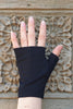 Merino Fingerless Gloves - Hobo Length Black