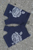 Merino Fingerless Gloves - Hobo Length Ink Rose Print