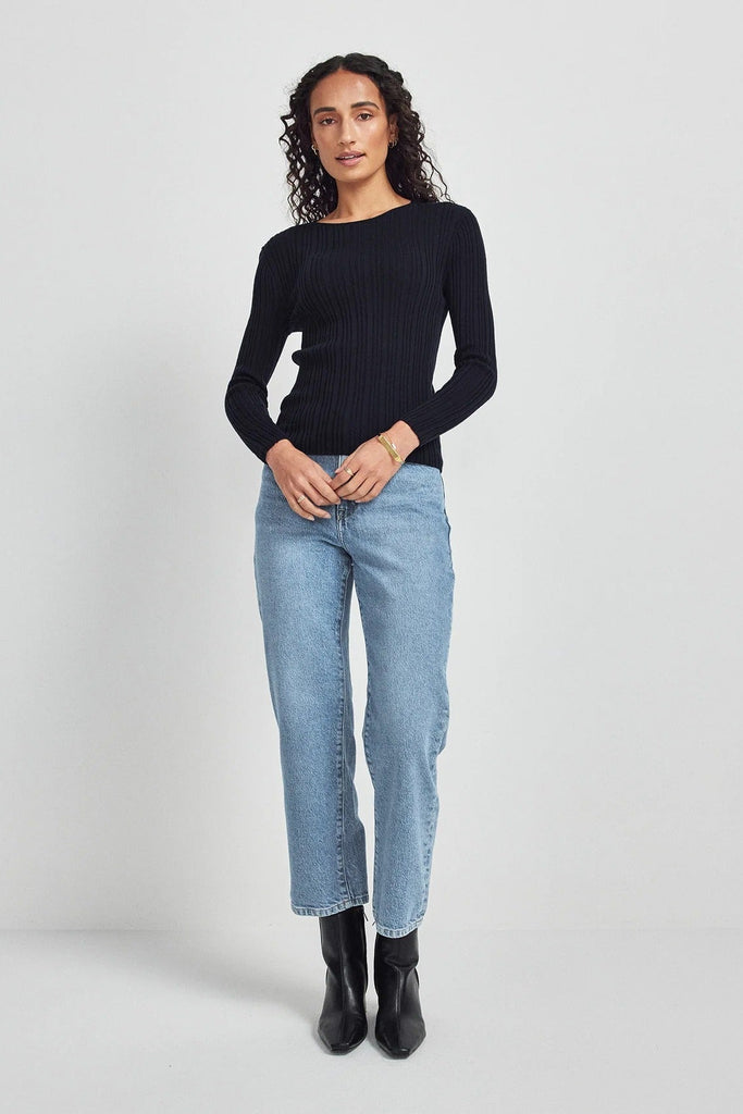 Womens Ella Rib Top Deep Blue 100410