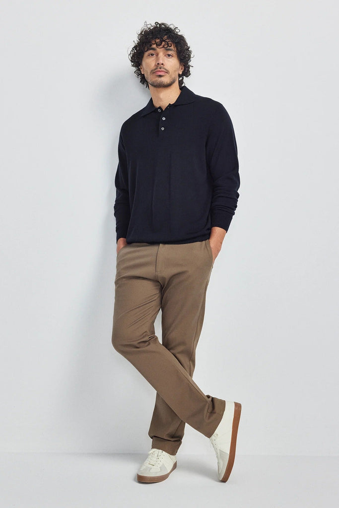 Mens Kai Long Sleeve Polo Deep Blue 100408