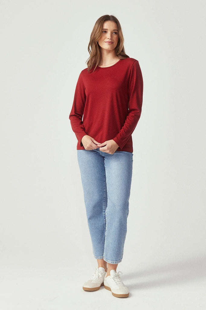 Womens Essential Crew Bordeaux 6874