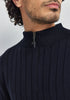 Mens Finn Merino Zip Sweater Deep Blue 100083