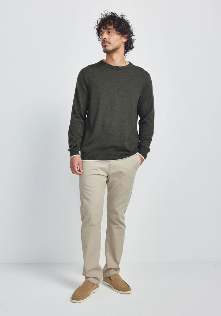 Mens Miles Crew Sweater Deep Forest/Ecru 100184
