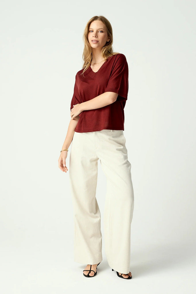 Womens Camille V Tee Scarlet Rust 100110VN