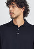 Mens Kai Long Sleeve Polo Deep Blue 100408