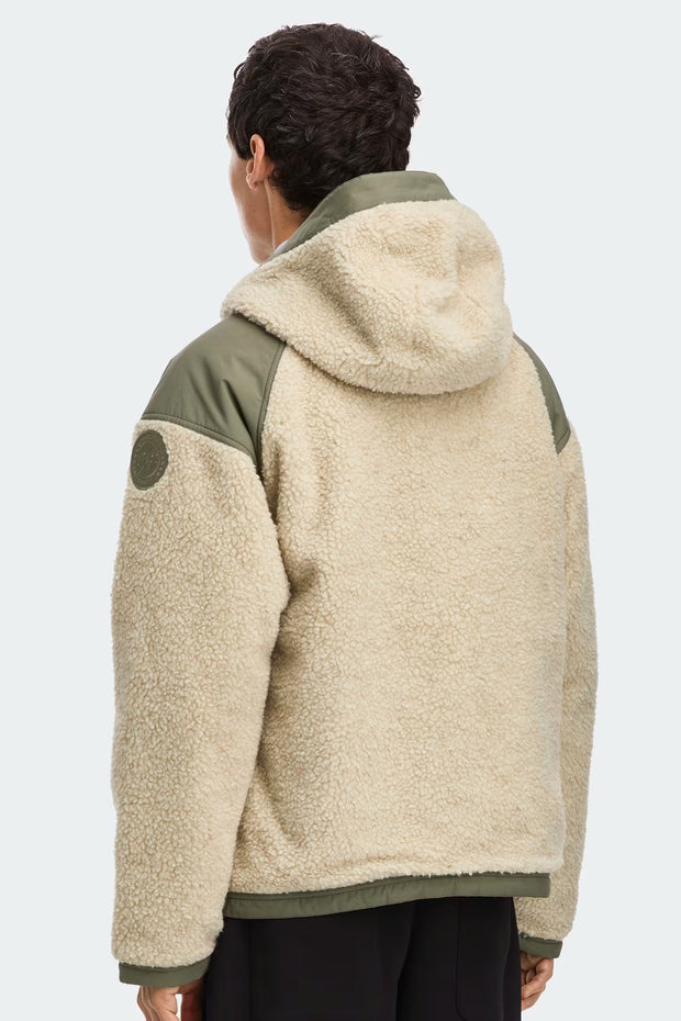 Mens Alberni Reversible Fleece Bomber Light Tan/ Smokey Sage 7067M
