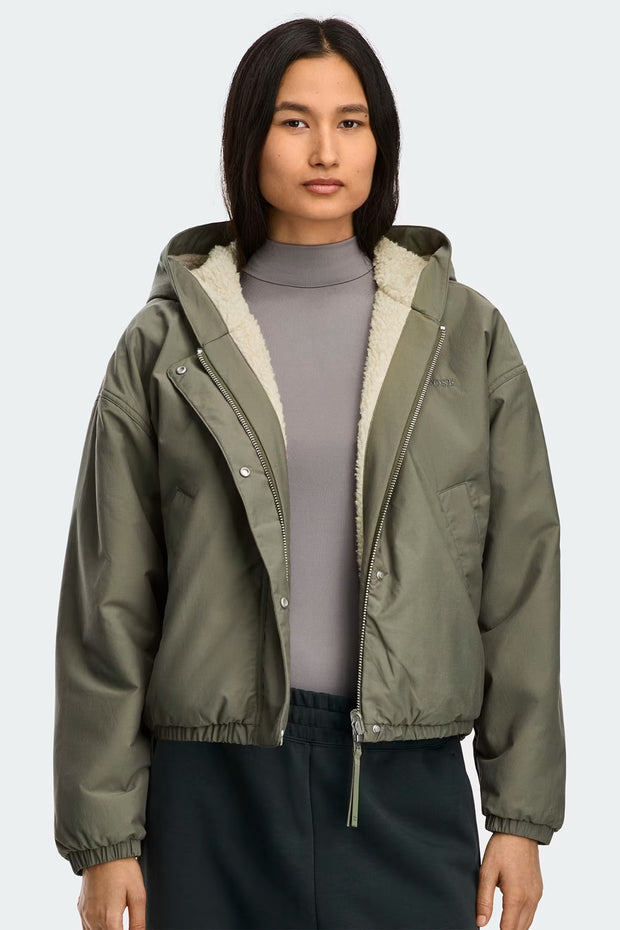 Womens Alberni Fleece Bomber Light Tan/ Smokey Sage 7068W
