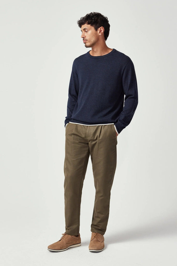 Mens Miles Crew Sweater - Dark Navy/Ecru 100184