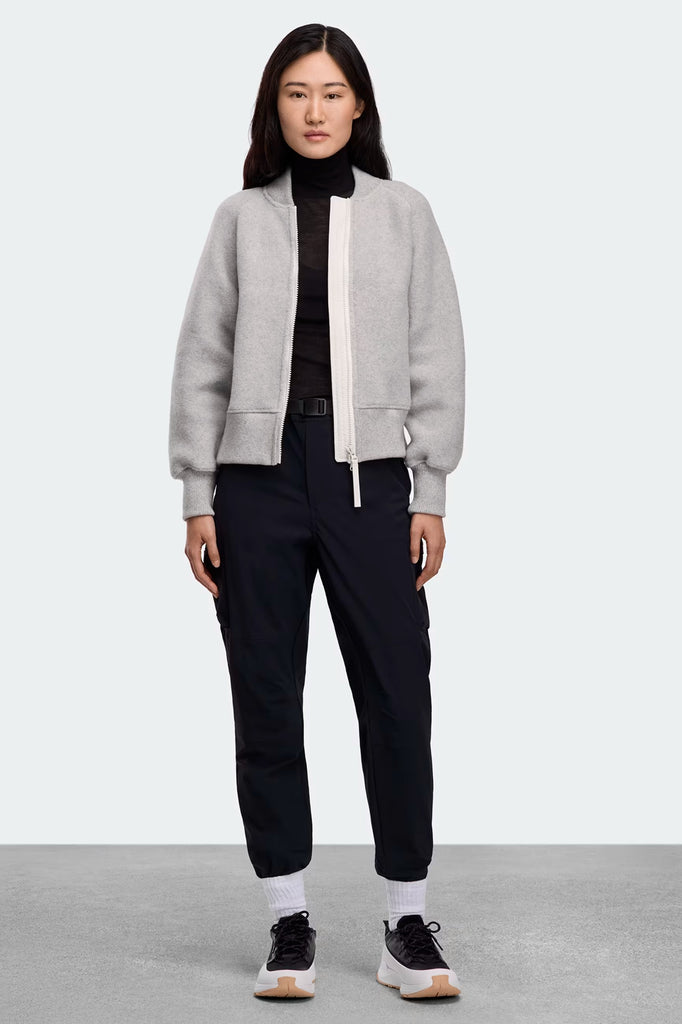 Womens Sierra Fleece Bomber White Label Silverbirch Heather 7224WW