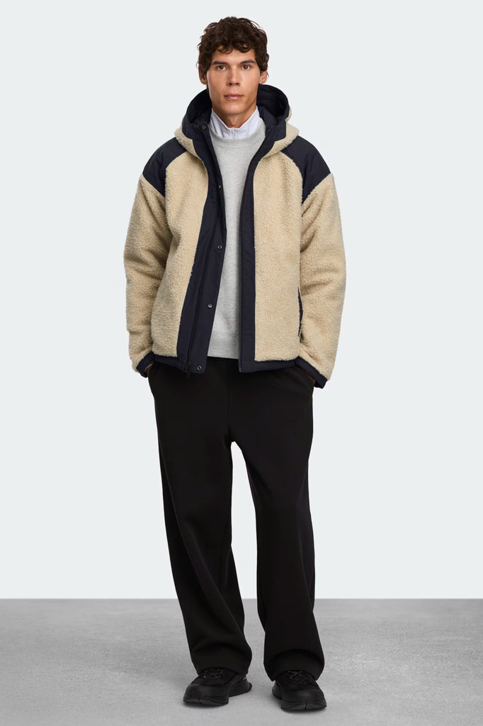 Mens Alberni Reversible Fleece Bomber Light Tan/Nocturne 7067M
