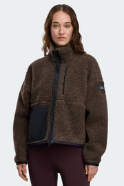 Womens Simcoe Zip Up Fleece Sweater Jacket Black Label Taupe Grey 1101WB