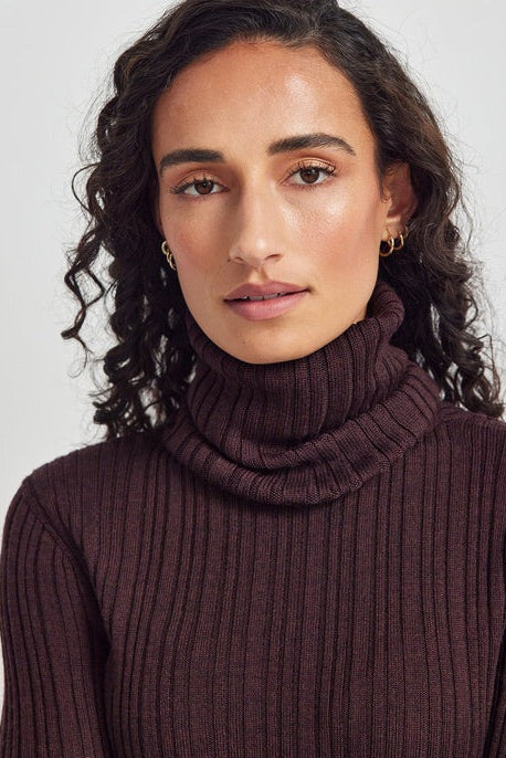 Womens Rib Merino Snood Noirberry 0659