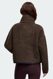 Womens Simcoe Zip Up Fleece Sweater Jacket Black Label Taupe Grey 1101WB