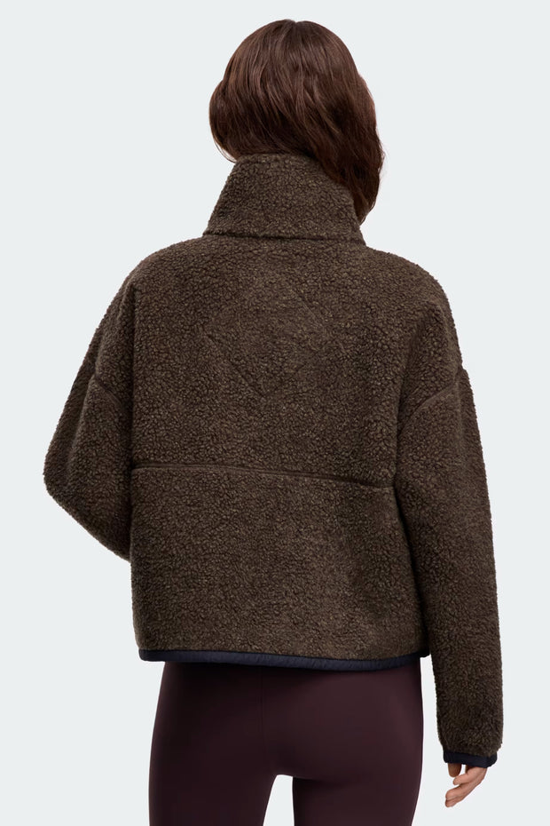 Womens Simcoe Zip Up Fleece Sweater Jacket Black Label Taupe Grey 1101WB