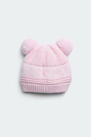 Baby Double Pom Hat 0-24 Months  Soft Pink 6942B