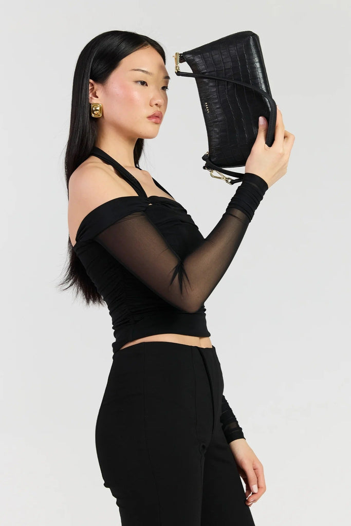 Haven Shoulder Bag Black Croc