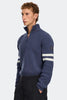 Mens Mckinney Striped Knit Quarter Zip Dusk Blue/Bone