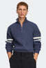 Mens Mckinney Striped Knit Quarter Zip Dusk Blue/Bone