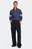 Mens Mckinney Striped Knit Quarter Zip Dusk Blue/Bone