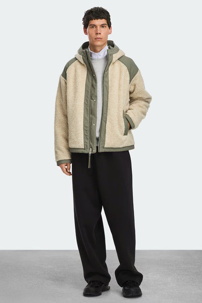 Mens Alberni Reversible Fleece Bomber Light Tan/ Smokey Sage 7067M