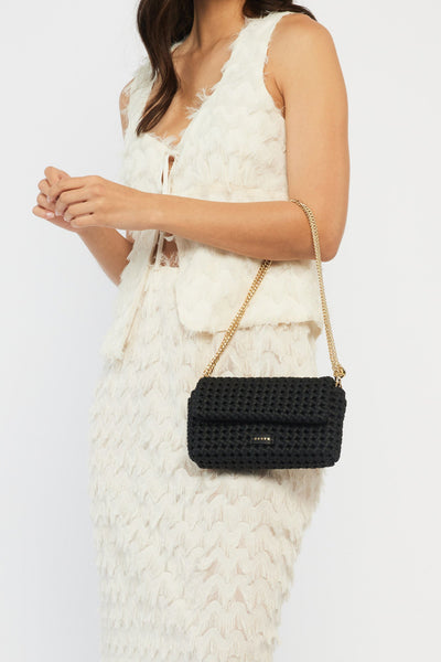 Milla Shoulder Bag - Black Fine Braid
