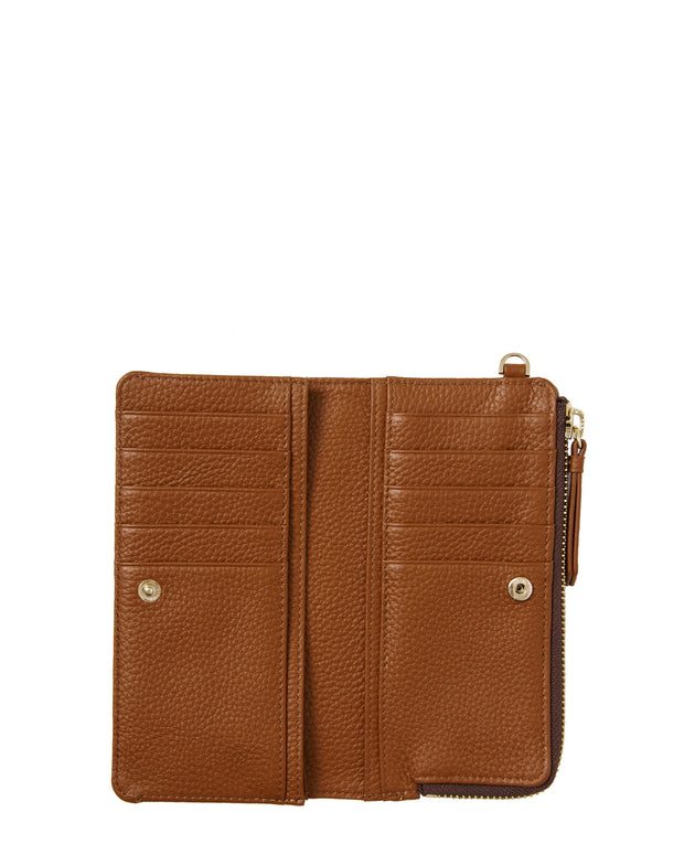 Willa Wallet - Tan Croc + White Stitch