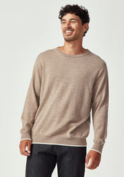 Mens Miles Crew Sweater Cobblestone/Ecru  100184