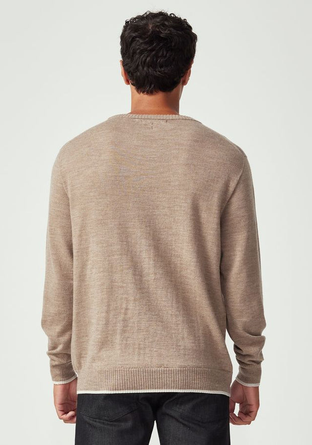Mens Miles Crew Sweater Cobblestone/Ecru  100184