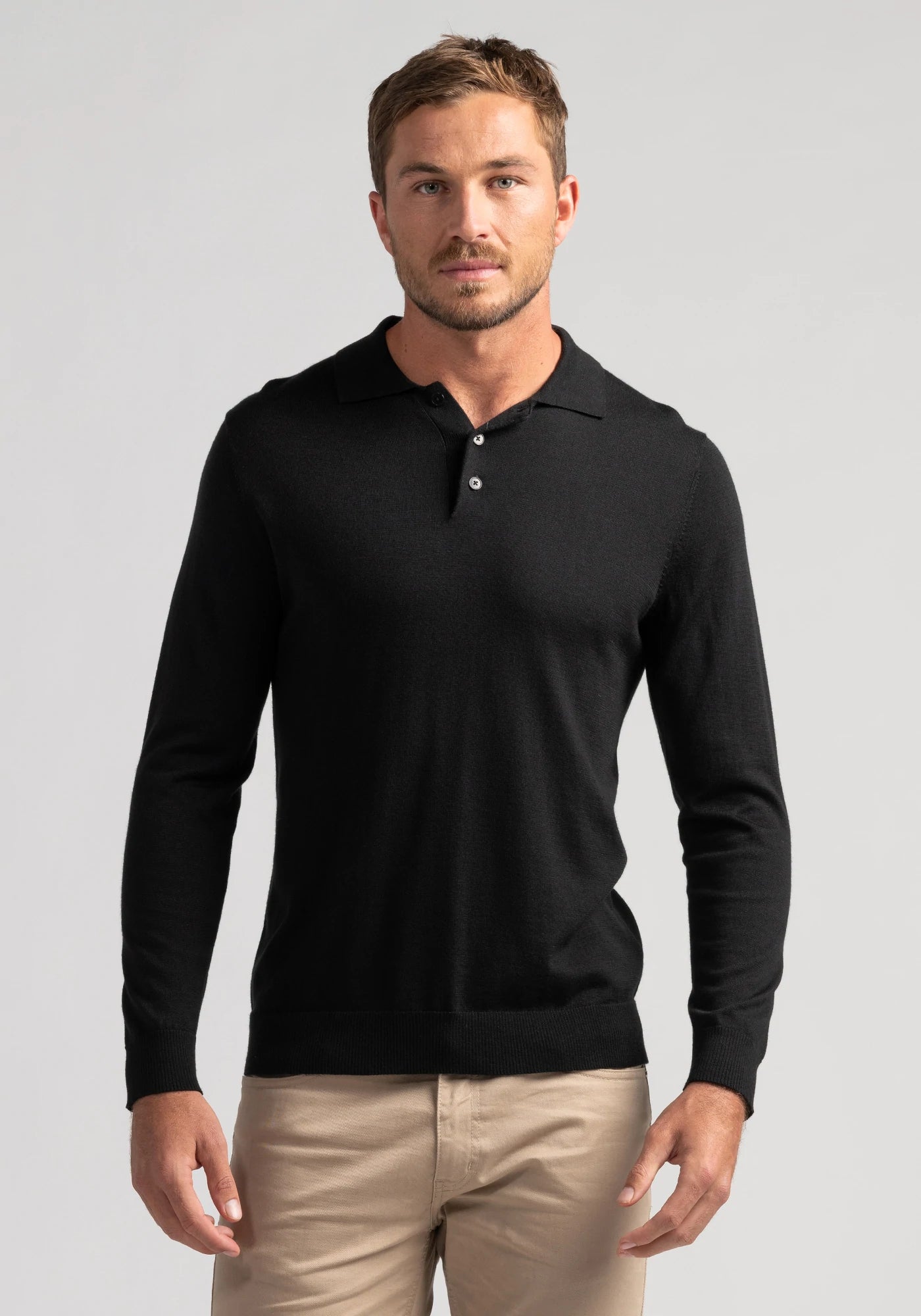 Mens Long Sleeve Knit Polo | Shop Untouched World | Te Huia New