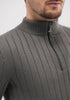 Mens Finn Merino Zip Sweater - Bay Leaf