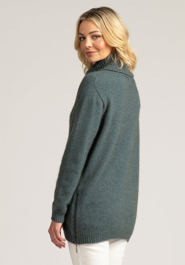 Womens Zip Tunic Sweater - Feather